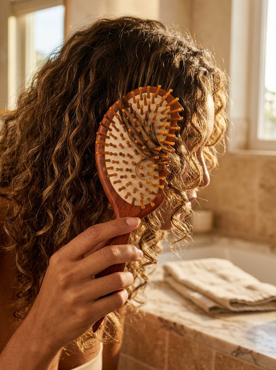 🌿✨ Brosse Santal pour Cheveux Bouclés