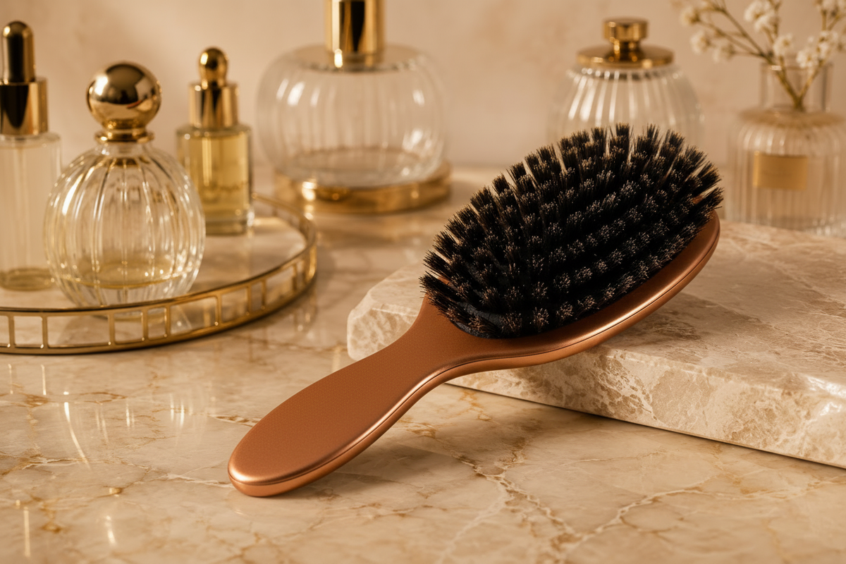 Brosse marron cuivré cuir sans logo